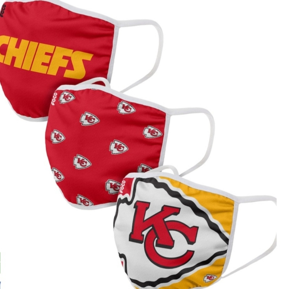 Foco Kansas City Chiefs Masks 3 pk unisex